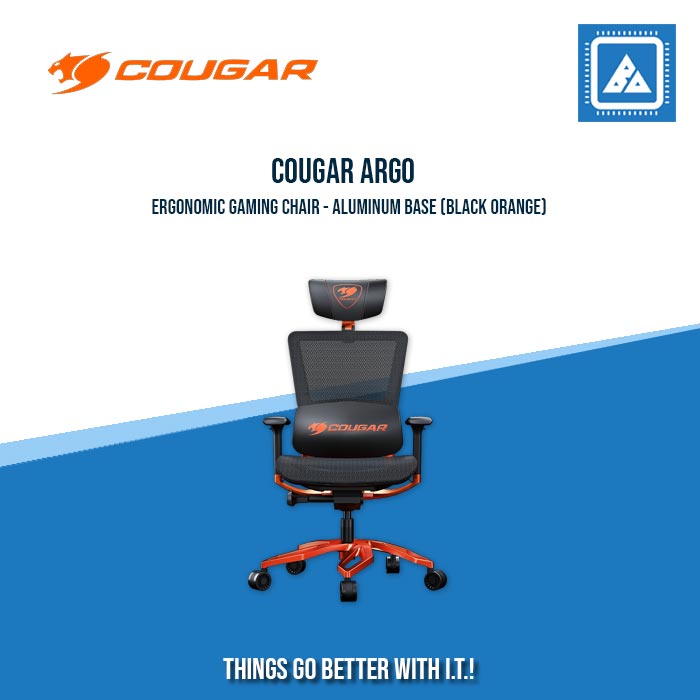 COUGAR ARGO ERGONOMIC GAMING CHAIR - ALUMINUM BASE (BLACK/BLACK ORANGE) COUGAR ARGO ERGONOMIC GAMING CHAIR - ALUMINUM BASE (BLACK/BLACK ORANGE)